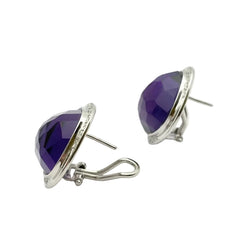 Boucles d'oreilles CREA en or blanc et diamants et améthystes - Castafiore