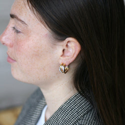 Boucles d'oreilles Créoles BOUCHERON en or jaune, or blanc et diamants - Castafiore