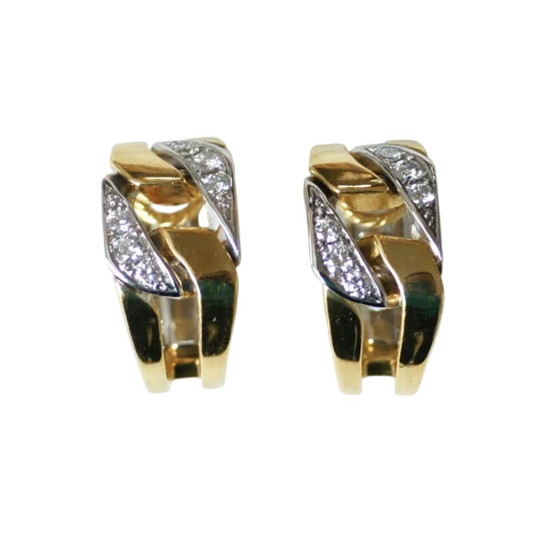 Boucles d'oreilles Créoles BOUCHERON en or jaune, or blanc et diamants - Castafiore