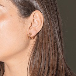 Boucles d'oreilles Créoles BULGARI "B.Zéro1 en or jaune et diamants - Castafiore