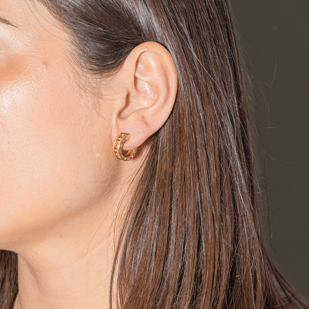 Boucles d'oreilles Créoles BULGARI "B.Zéro1 en or jaune et diamants - Castafiore