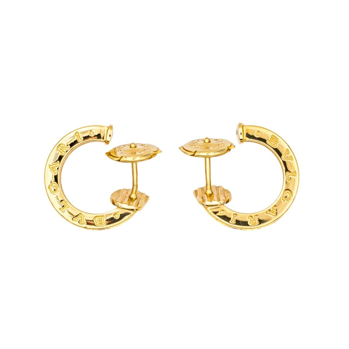 Boucles d'oreilles Créoles BULGARI "B.Zéro1 en or jaune et diamants - Castafiore
