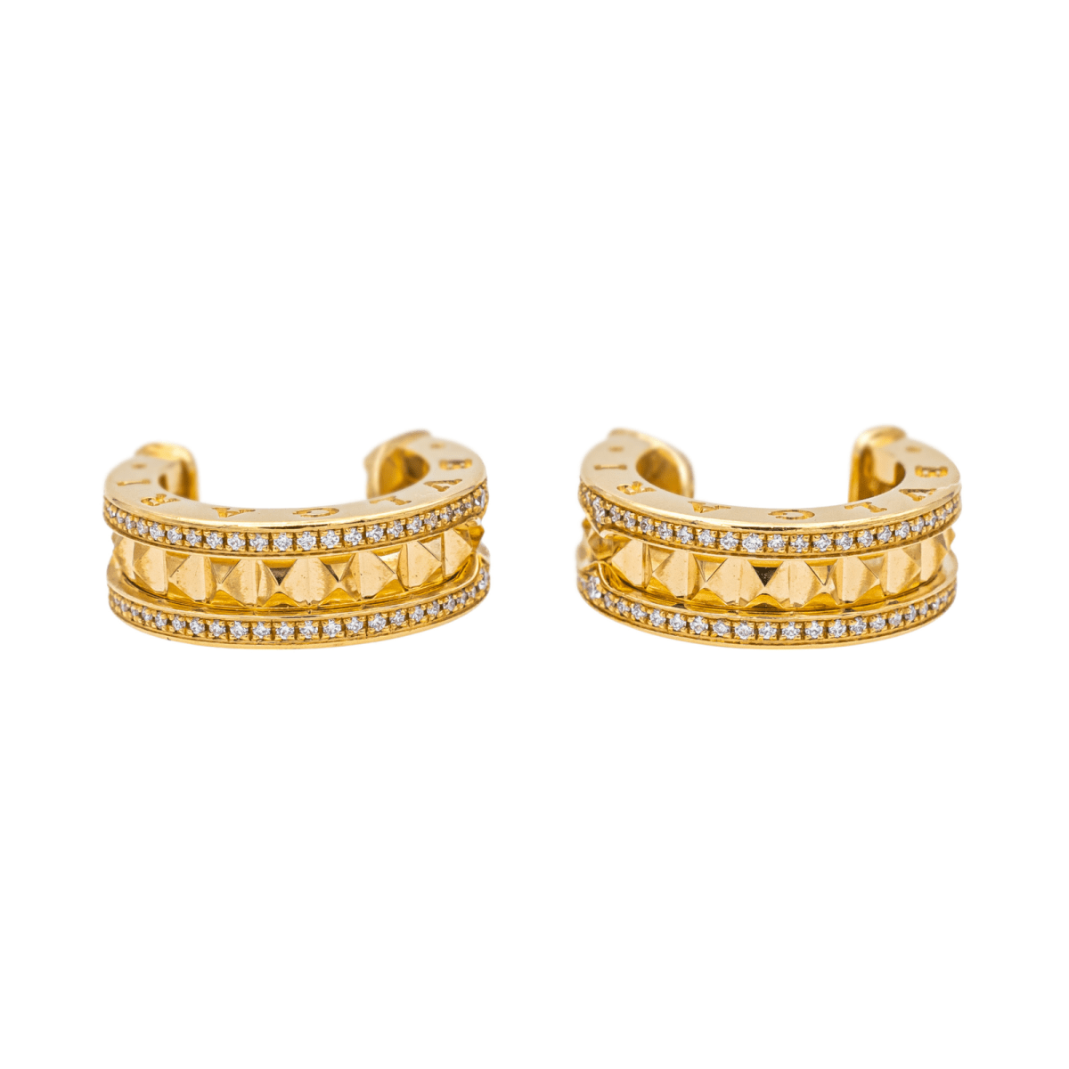 Boucles d'oreilles Créoles BULGARI "B.Zéro1 en or jaune et diamants - Castafiore