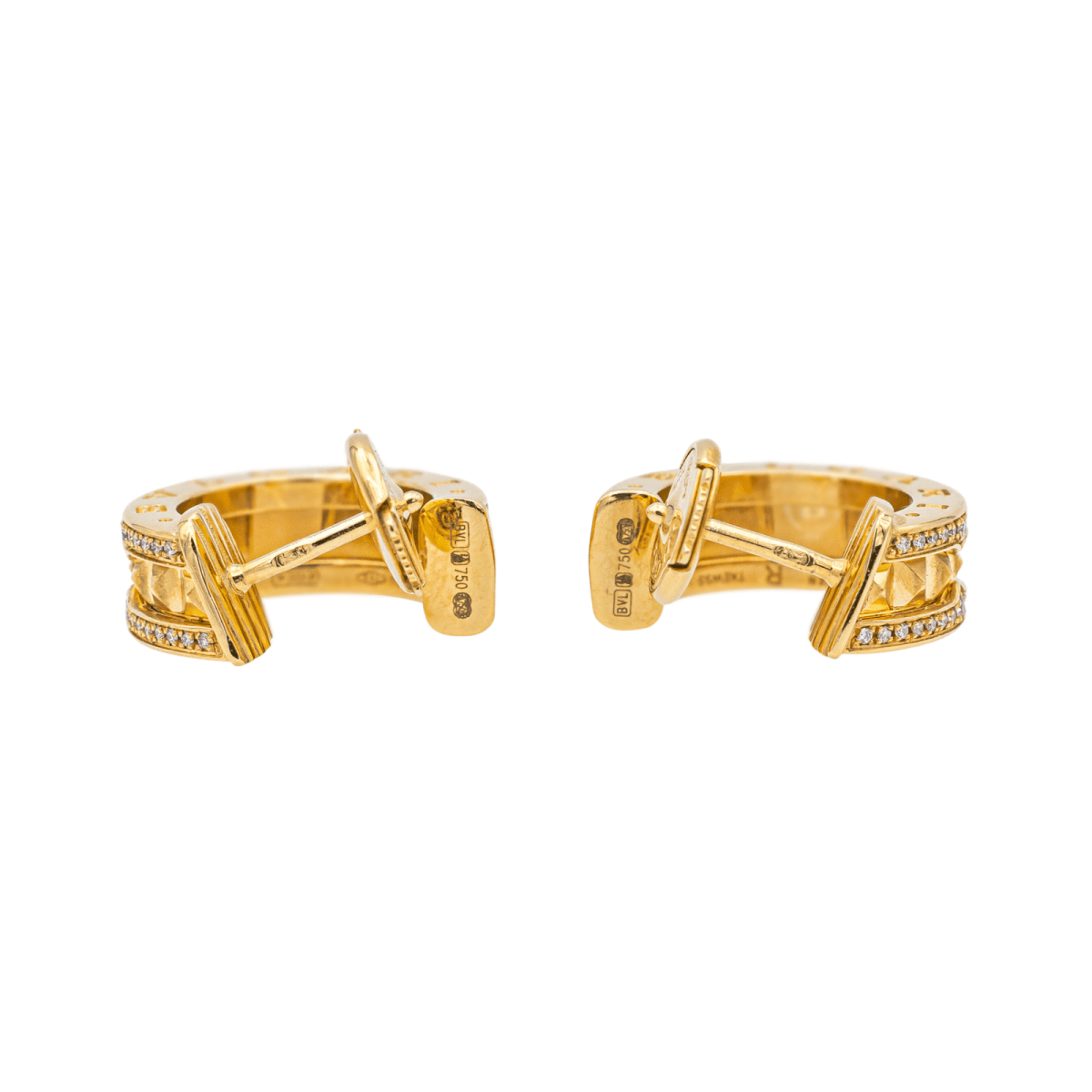 Boucles d'oreilles Créoles BULGARI "B.Zéro1 en or jaune et diamants - Castafiore