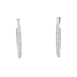 Boucles d'oreilles Créoles CARTIER en or blanc et diamants - Castafiore