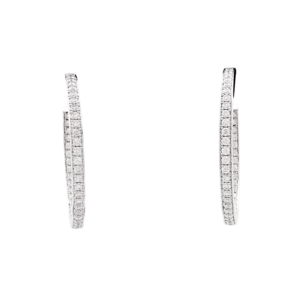 Boucles d'oreilles Créoles CARTIER en or blanc et diamants - Castafiore