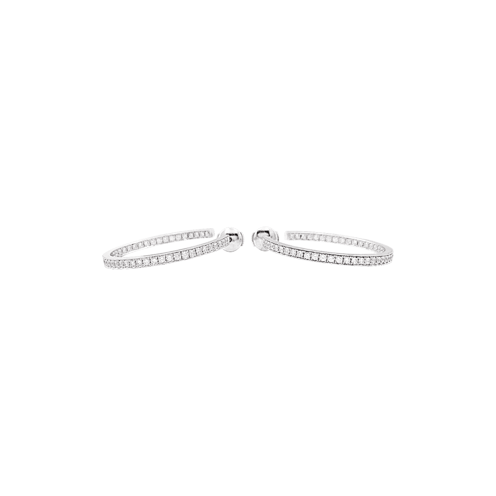 Boucles d'oreilles Créoles CARTIER en or blanc et diamants - Castafiore
