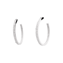 Boucles d'oreilles Créoles CARTIER en or blanc et diamants - Castafiore