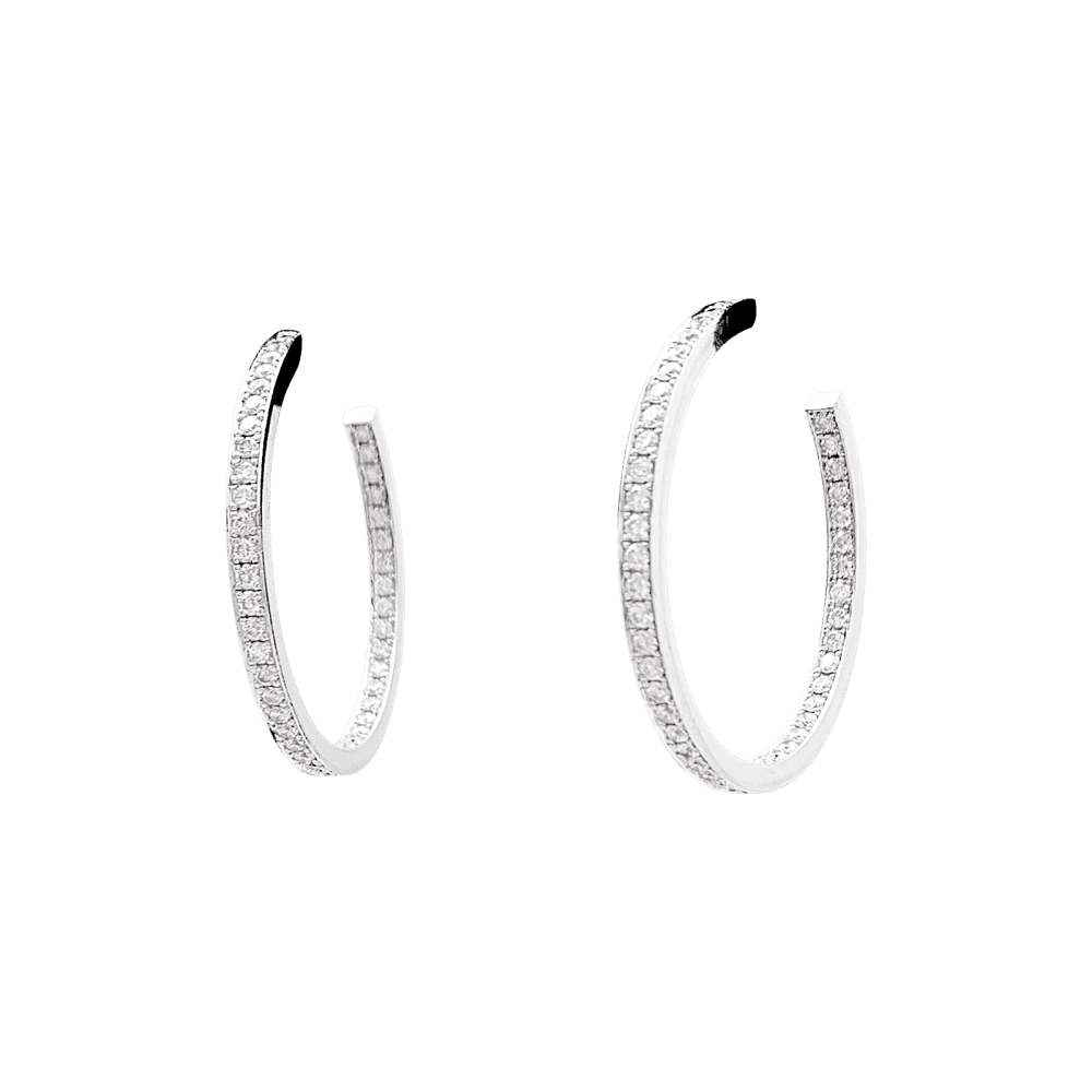 Boucles d'oreilles Créoles CARTIER en or blanc et diamants - Castafiore