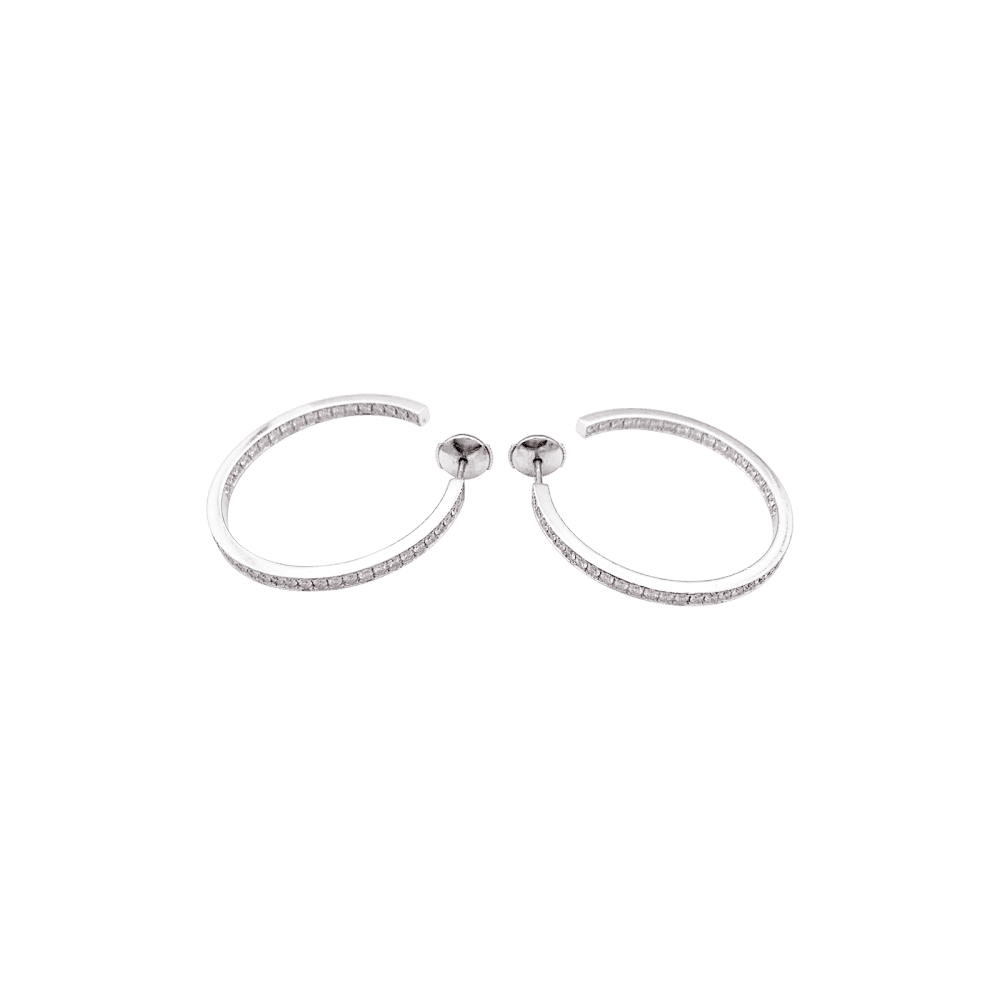 Boucles d'oreilles Créoles CARTIER en or blanc et diamants - Castafiore