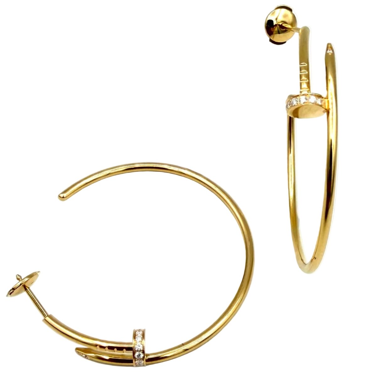 Boucles d'oreilles Créoles CARTIER "Juste un clou" GM en or rose et diamants - Castafiore