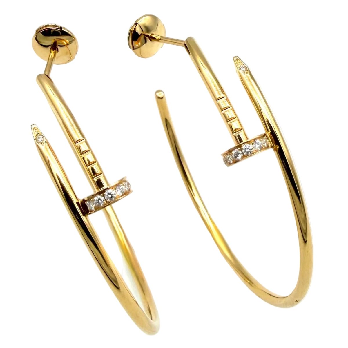 Boucles d'oreilles Créoles CARTIER "Juste un clou" GM en or rose et diamants - Castafiore