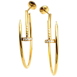 Boucles d'oreilles Créoles CARTIER "Juste un clou" GM en or rose et diamants - Castafiore