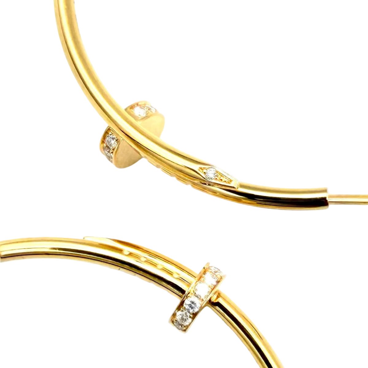 Boucles d'oreilles Créoles CARTIER "Juste un clou" GM en or rose et diamants - Castafiore