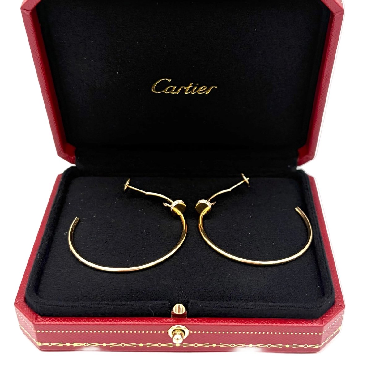 Boucles d'oreilles Créoles CARTIER "Juste un clou" GM en or rose et diamants - Castafiore