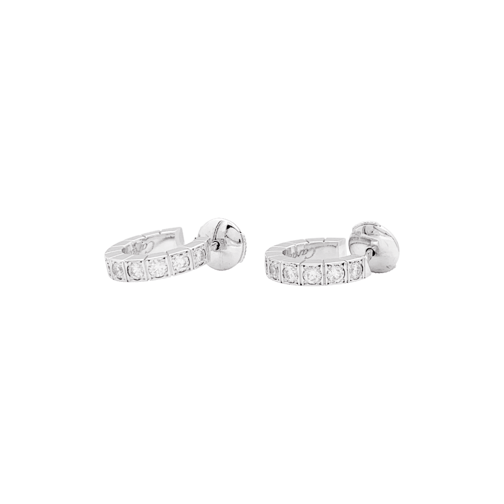 Boucles d'oreilles Créoles CARTIER "Lanière" en or blanc et diamants - Castafiore