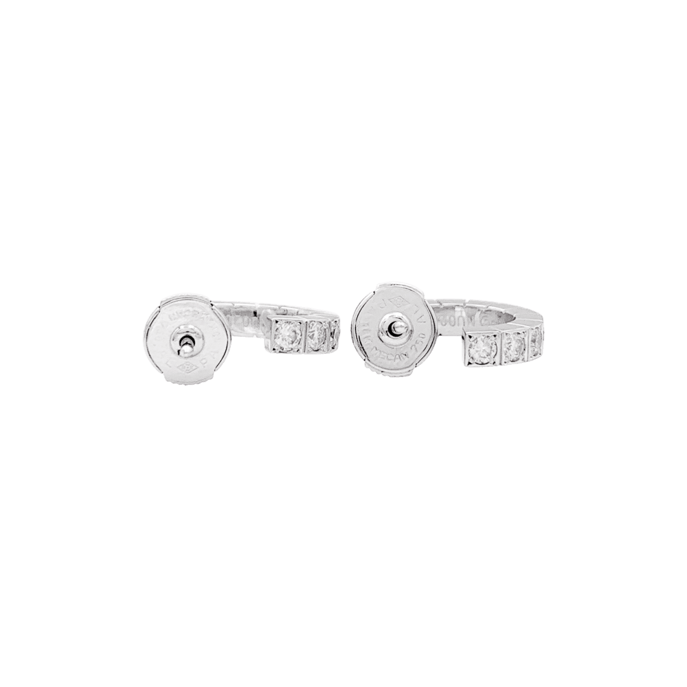 Boucles d'oreilles Créoles CARTIER "Lanière" en or blanc et diamants - Castafiore