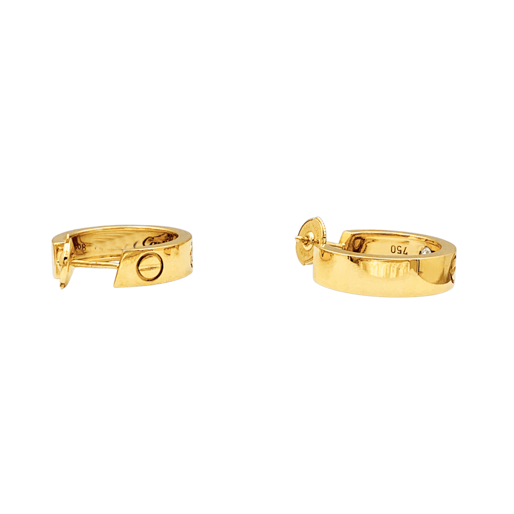 Boucles d'oreilles Créoles CARTIER "Love" en or jaune et diamants - Castafiore