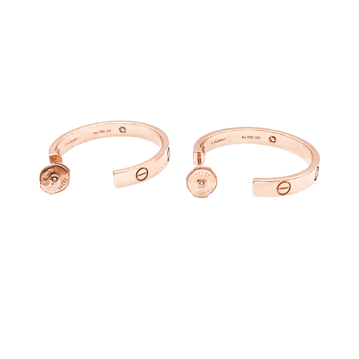 Boucles d'oreilles Créoles CARTIER "Love" MM en or rose et diamants - Castafiore