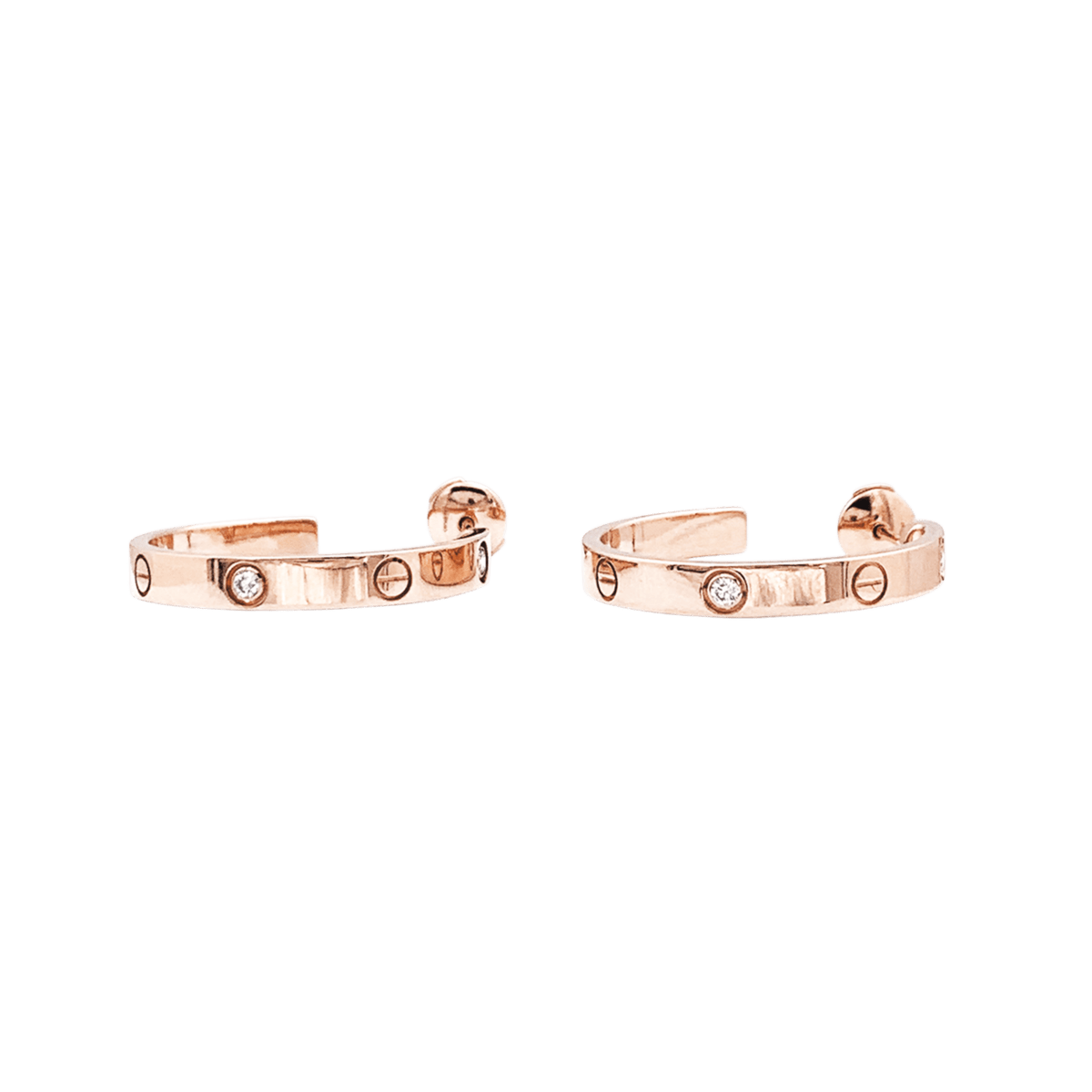 Boucles d'oreilles Créoles CARTIER "Love" MM en or rose et diamants - Castafiore