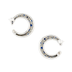 Boucles d'oreilles Créoles CARTIER "Panthère" en platine, saphirs et diamants - Castafiore