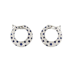 Boucles d'oreilles Créoles CARTIER "Panthère" en platine, saphirs et diamants - Castafiore