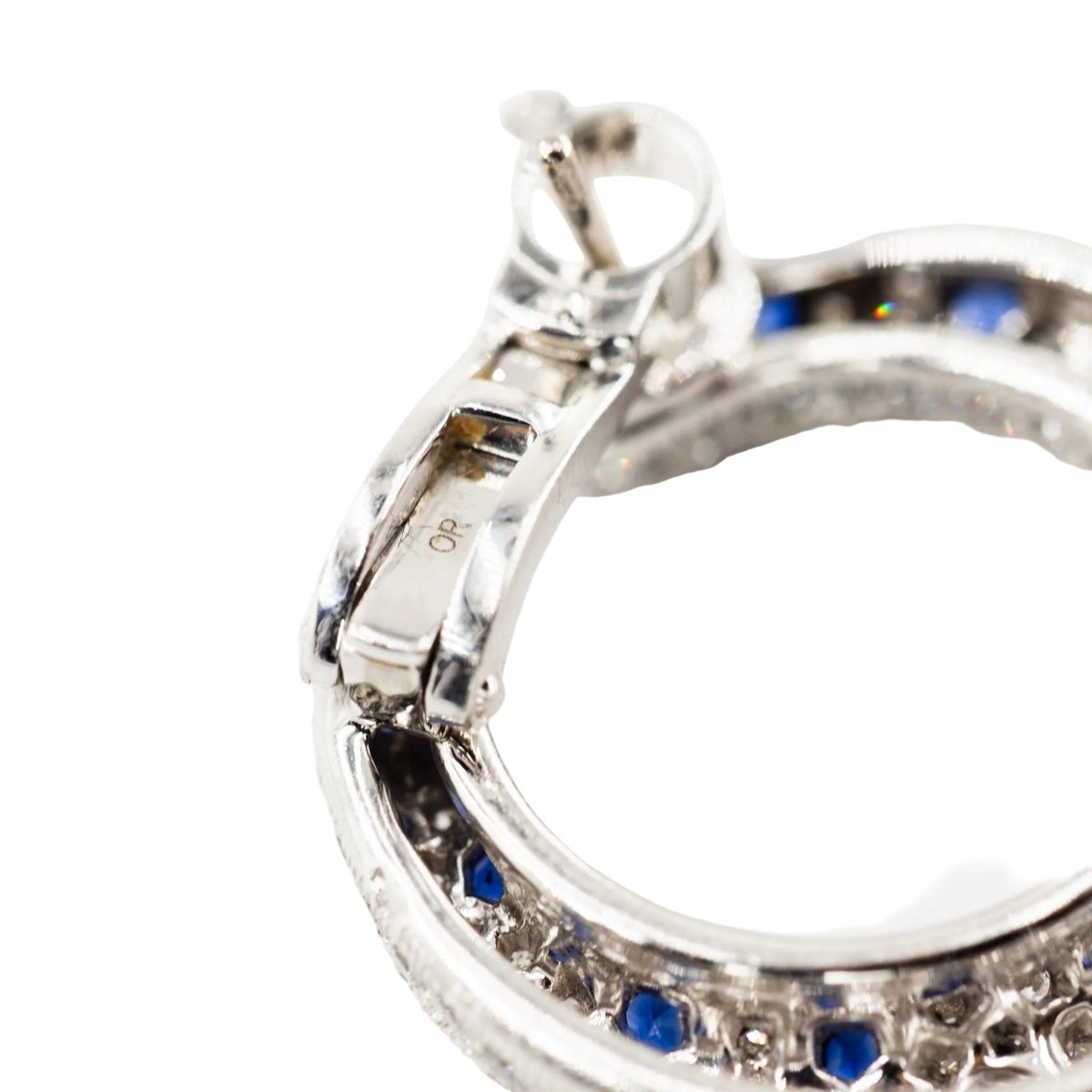 Boucles d'oreilles Créoles CARTIER "Panthère" en platine, saphirs et diamants - Castafiore