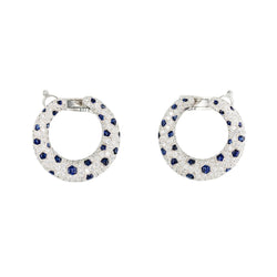 Boucles d'oreilles Créoles CARTIER "Panthère" en platine, saphirs et diamants - Castafiore