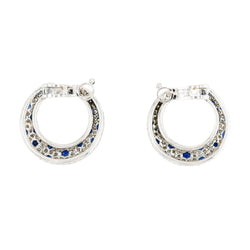 Boucles d'oreilles Créoles CARTIER "Panthère" en platine, saphirs et diamants - Castafiore