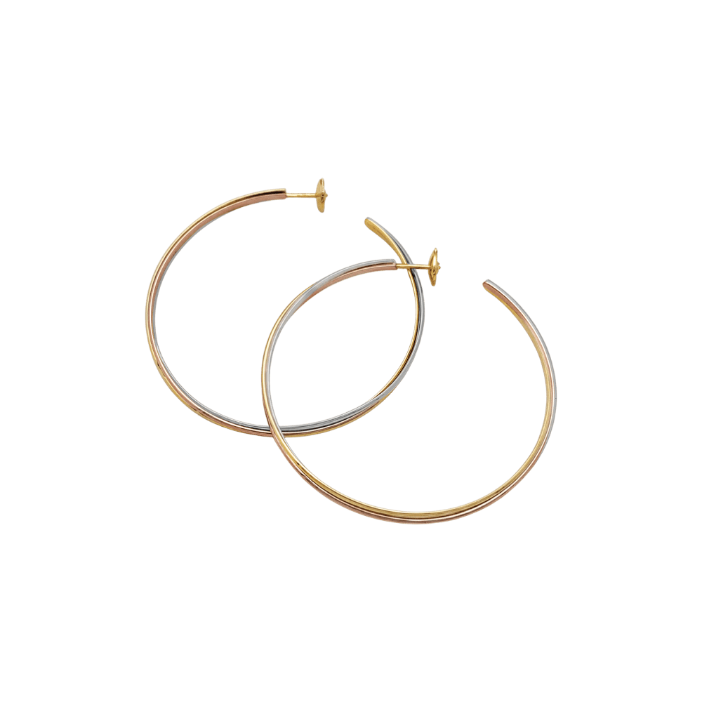 Boucles d'oreilles Créoles CARTIER "Trinity" en or jaune, or blanc et or rose - Castafiore