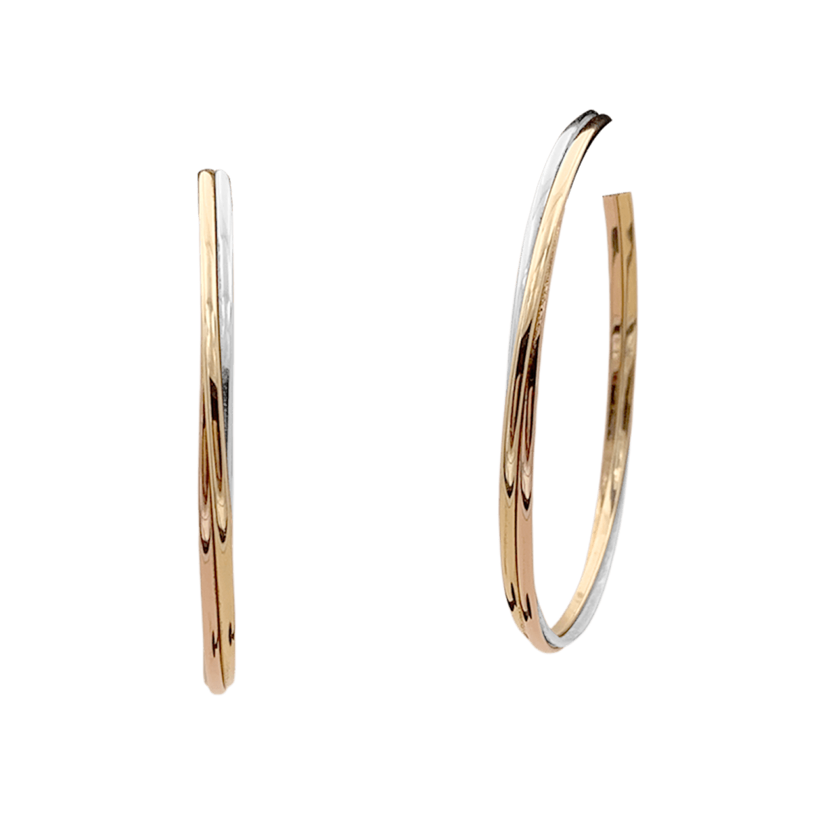 Boucles d'oreilles Créoles CARTIER "Trinity" en or jaune, or blanc et or rose - Castafiore