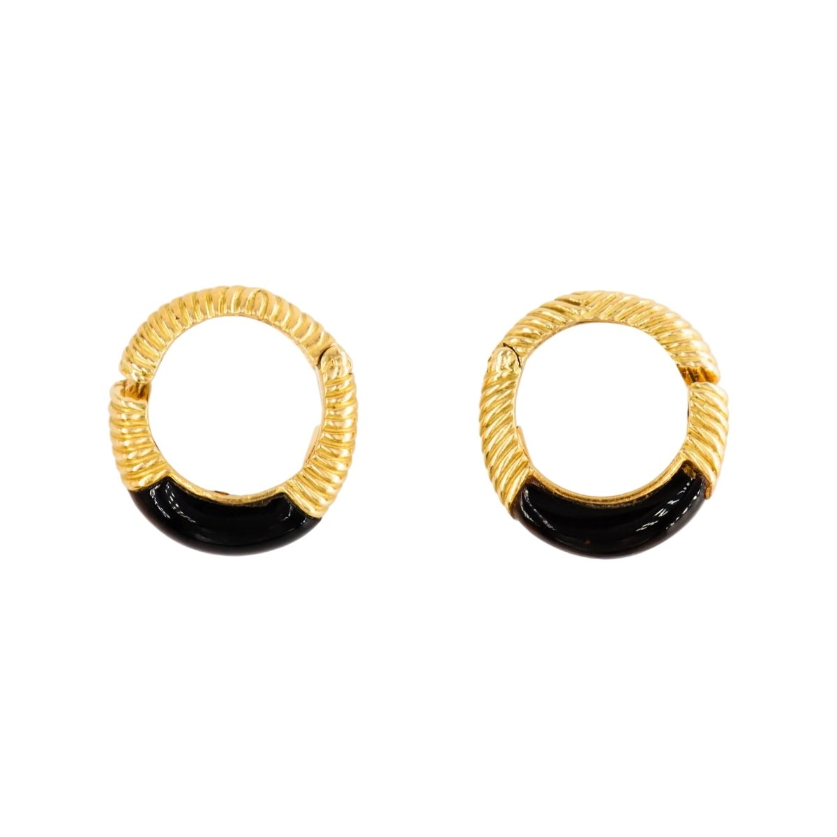 Boucles d'oreilles Créoles CHAUMET en or jaune et oeil de tigre - Castafiore