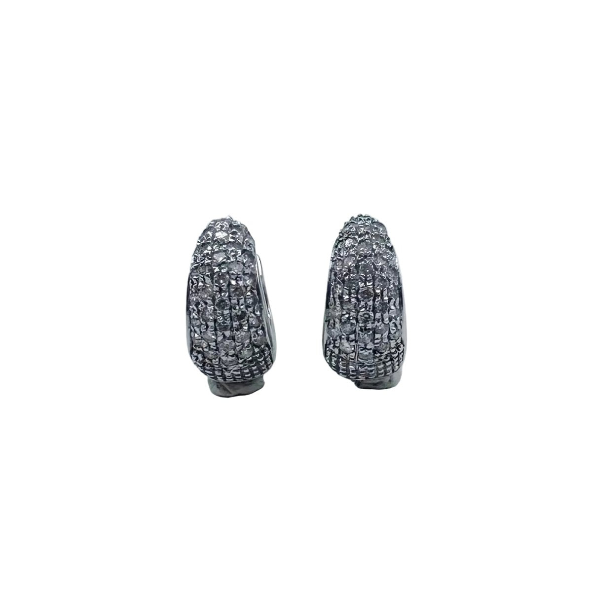 Boucles d'oreilles Créoles Coeur en or blanc et diamants - Castafiore
