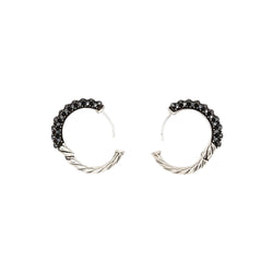 Boucles d'Oreilles Créoles DAVID YURMAN en argent et hématite - Castafiore