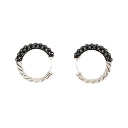 Boucles d'Oreilles Créoles DAVID YURMAN en argent et hématite - Castafiore