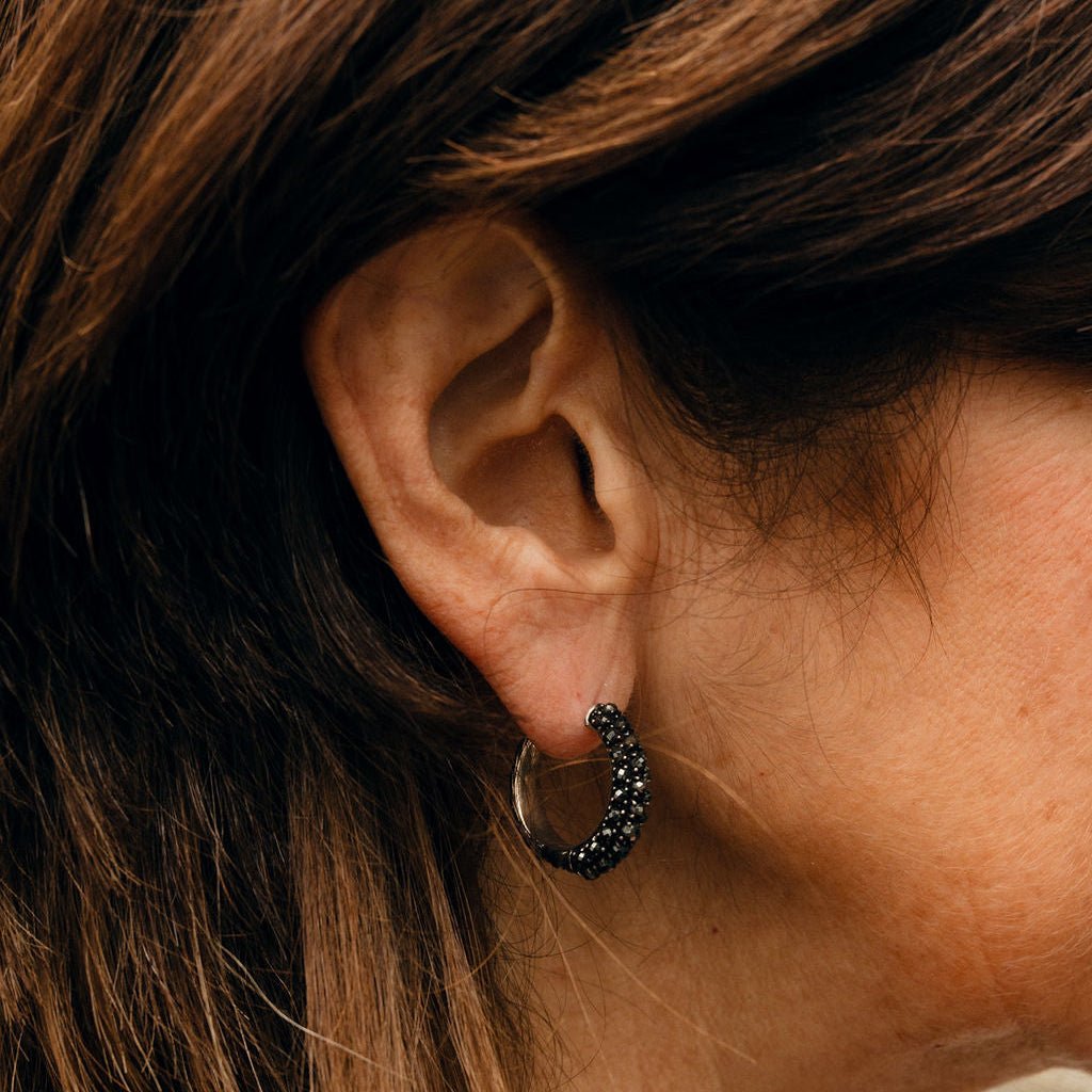 Boucles d'Oreilles Créoles DAVID YURMAN en argent et hématite - Castafiore