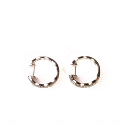 Boucles d'oreilles créoles diamants et diamants noirs en or blanc - Castafiore