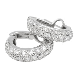 Boucles d'oreilles créoles en or blanc, diamants. - Castafiore