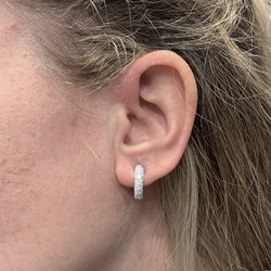 Boucles d'oreilles créoles en or blanc, diamants. - Castafiore