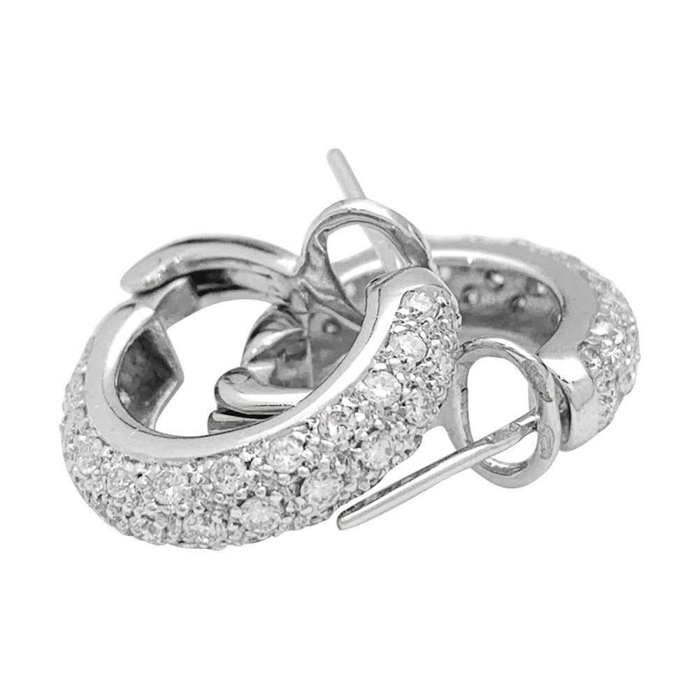 Boucles d'oreilles créoles en or blanc, diamants. - Castafiore