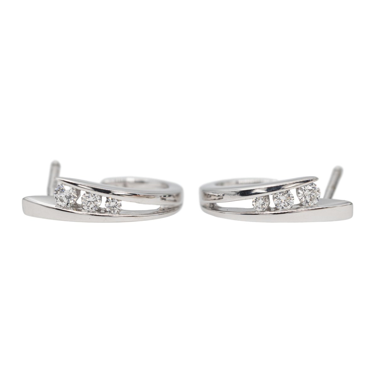 Boucles d'oreilles Créoles en Or blanc et Diamant - Castafiore