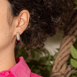 Boucles d'oreilles Créoles en or blanc et diamant - Castafiore