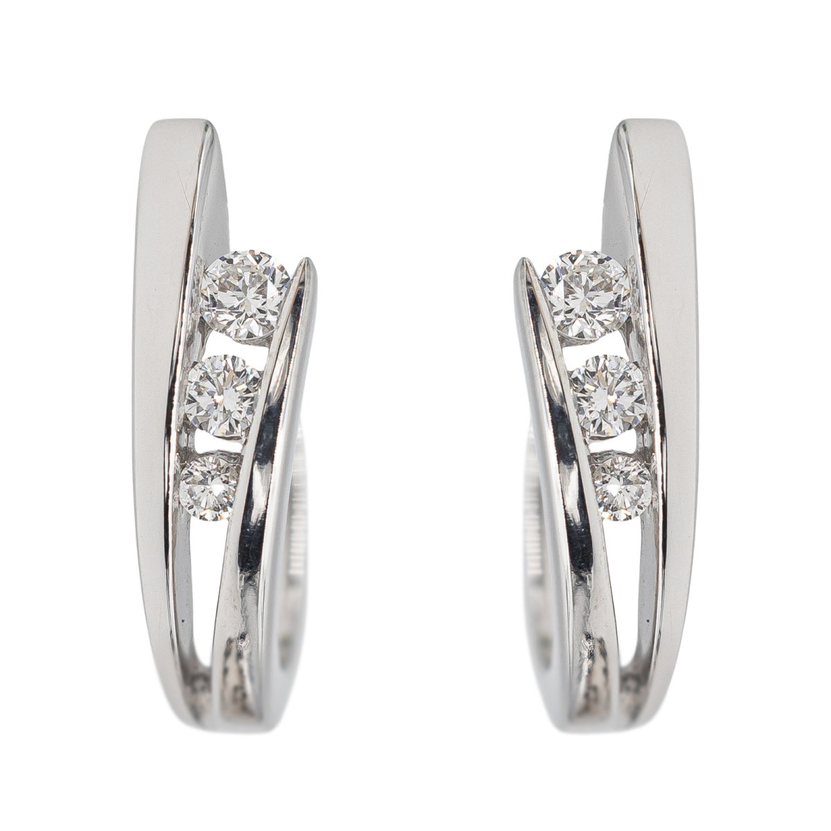 Boucles d'oreilles Créoles en Or blanc et Diamant - Castafiore