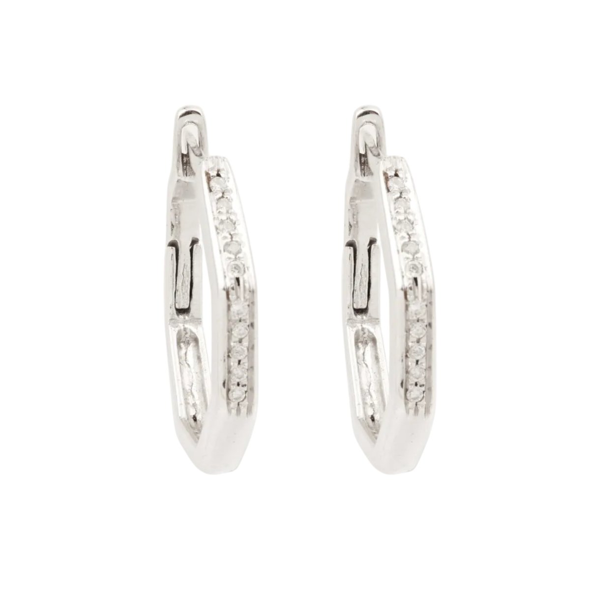 Boucles d'oreilles Créoles en or blanc et diamants - Castafiore