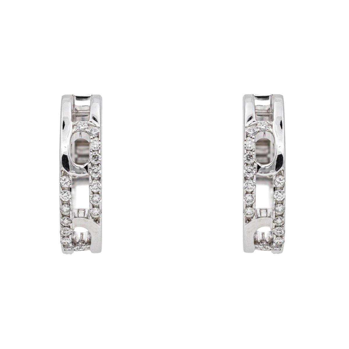 Boucles d'oreilles Créoles en or blanc et diamants - Castafiore