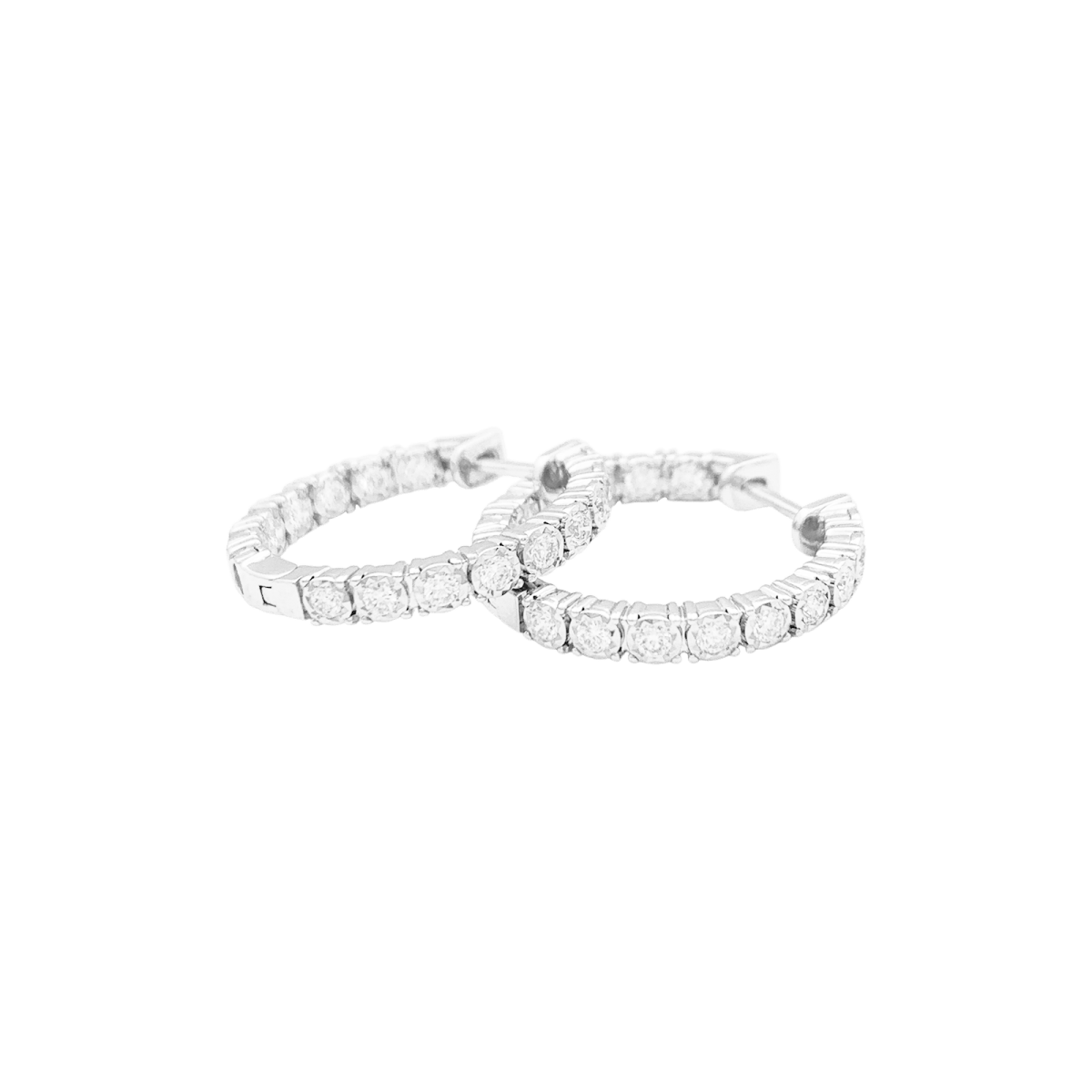 Boucles d'oreilles Créoles en or blanc et diamants - Castafiore