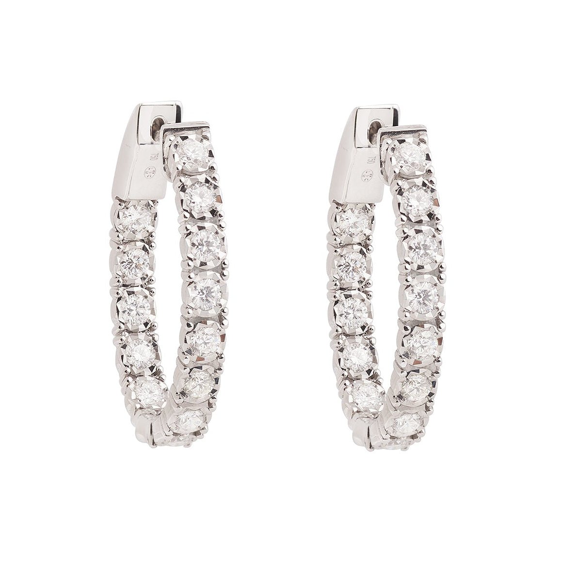 Boucles d'oreilles Créoles en or blanc et diamants - Castafiore