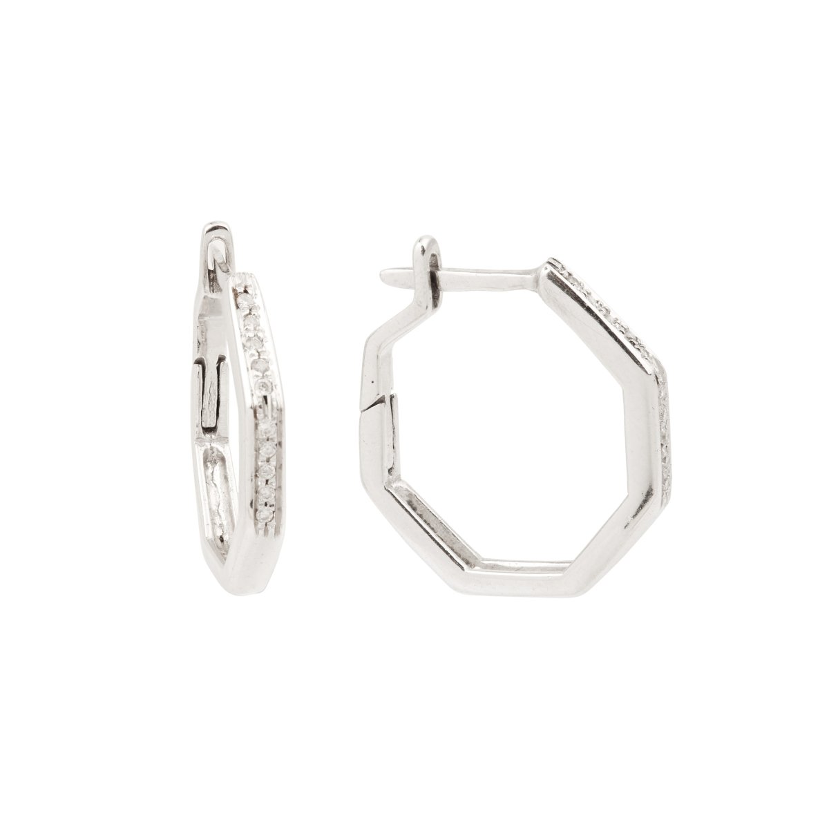 Boucles d'oreilles Créoles en or blanc et diamants - Castafiore