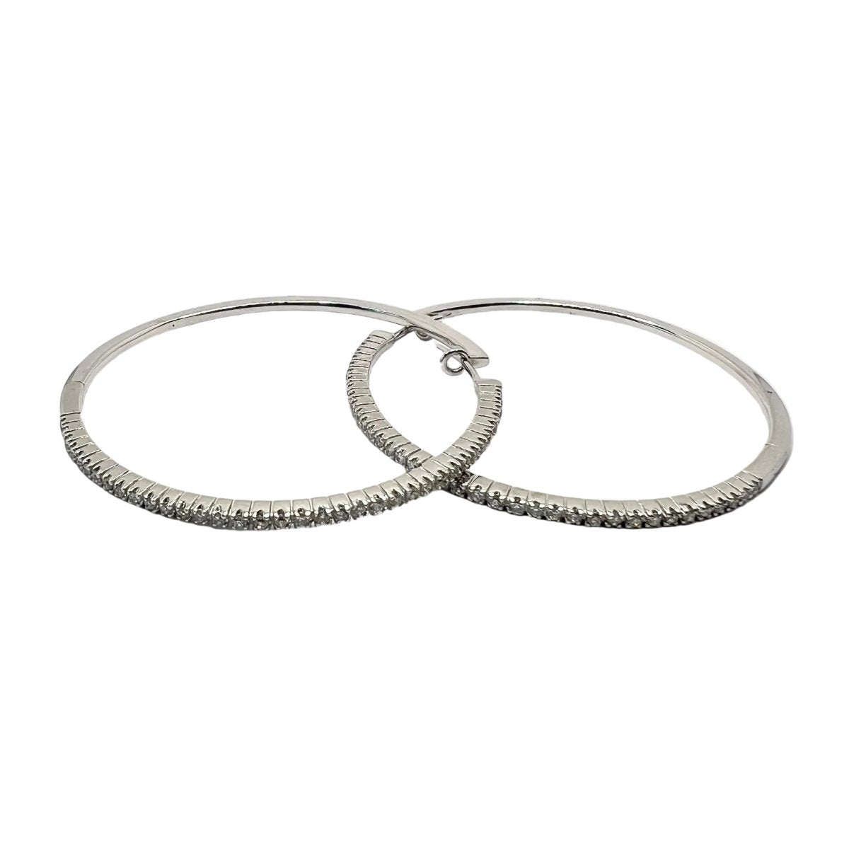 Boucles d'oreilles Créoles en or blanc et diamants - Castafiore