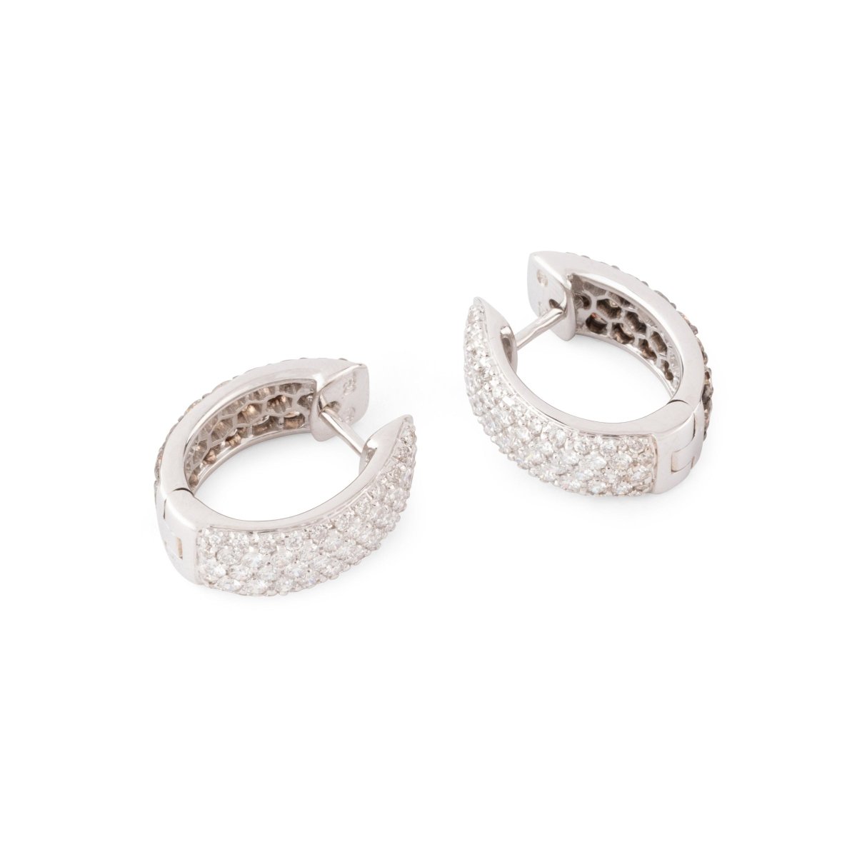Boucles d'oreilles Créoles en or blanc et diamants - Castafiore